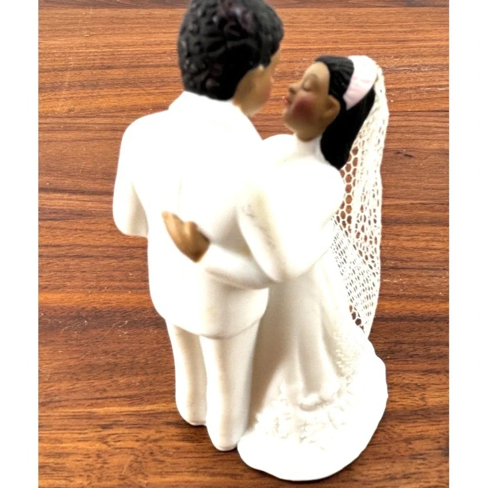 Lefton Bride Groom Wedding Cake Topper Figurine African American Couple Vtg 1988